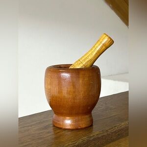 Early 20th Century Antique Turned Hardwood Mortar & Pestle